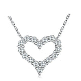 Heart Simulated Diamond Charm Women 925 silver Necklace Love Gift