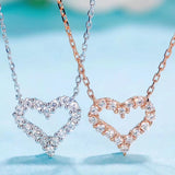 Heart Simulated Diamond Charm Women 925 silver Necklace Love Gift