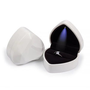 Heart LED Light Ring Box Velvet Jewelry Display Gift Storage Case