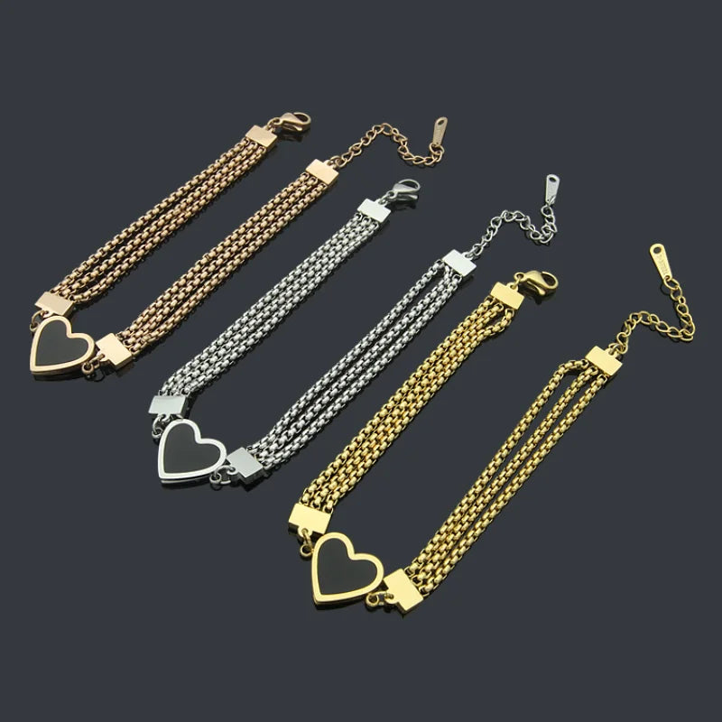 Heart Stainless Steel Silver Chain Bracelet for Women