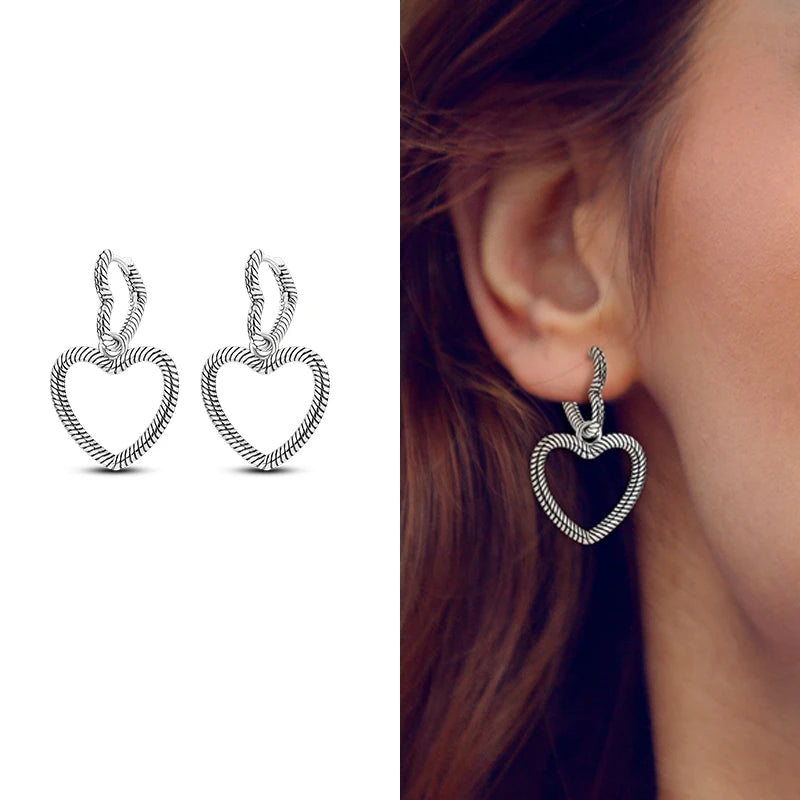 Heart Star Moon Earrings 925 Silver Jewelry