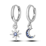 Heart Star Moon Earrings 925 Silver Jewelry