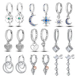 Heart Star Moon Earrings 925 Silver Jewelry