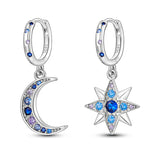 Heart Star Moon Earrings 925 Silver Jewelry