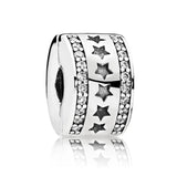 Heart Starry Formation Shining Path Spacer Clip Stopper Bead Fit Europe Bracelet