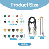 Heart Stone Charm Pendant Necklace Making Kit with Cord