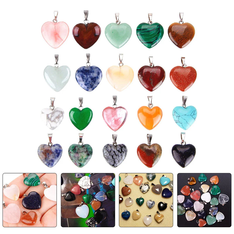 Heart Stones Gemstone Charms DIY Pendant Accessories