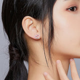 925 Silver Heart Stud Earrings with Rainbow Zircon