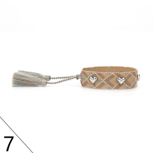 Heart Studded Woven Bracelets Stackable Wrap Bracelet