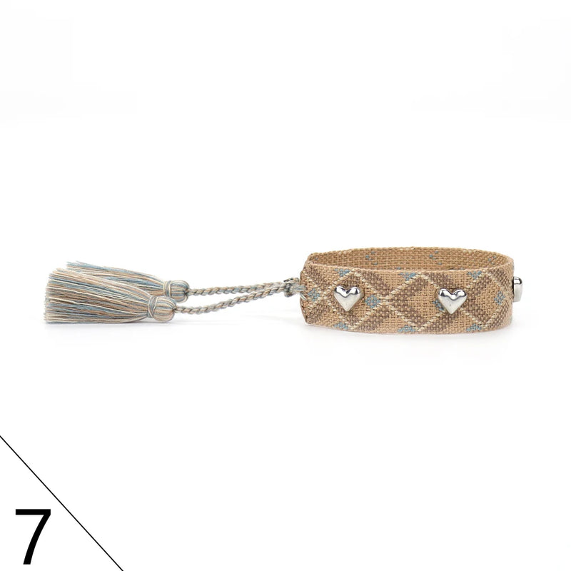 Heart Studded Woven Bracelets Stackable Wrap Bracelet