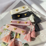 Heart Studded Woven Bracelets Stackable Wrap Bracelet