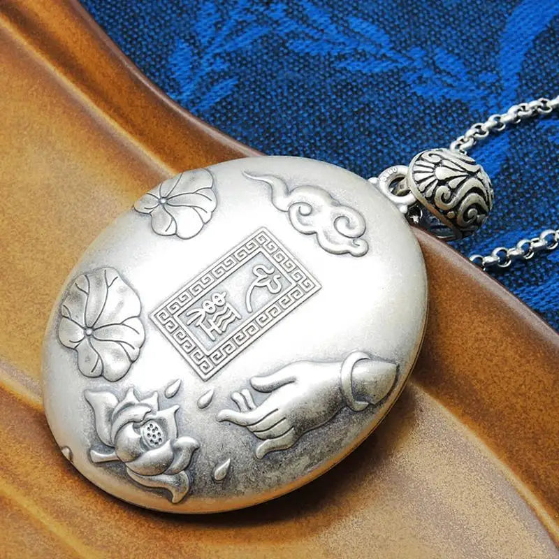 Heart Sutra Pendant Double-sided Long Necklace Jewelry