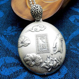 Heart Sutra Pendant Retro Matte Long Necklace Jewelry