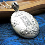 Heart Sutra Pendant Retro Matte Double-sided Long Necklace