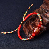 Heart Sutra Red Rope Lucky Bracelet Chinese Style Red Agate Exorcism Bracelet
