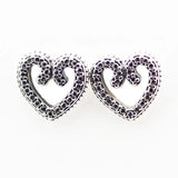 Heart Swirls Stud Earrings Pave Stone Crystal Girl Earrings 925 Sterling Silver