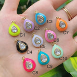 Enamel Charm Neon Pink Orange Turquoise for Necklace Bracelet