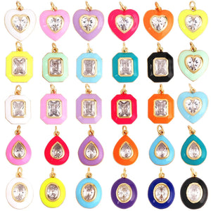 Enamel Charm Neon Pink Orange Turquoise for Necklace Bracelet