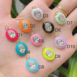 Enamel Charm Neon Pink Orange Turquoise for Necklace Bracelet