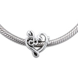 Heart Treble Clef Charm 925 Silver Fits Beads Bracelets Necklaces DIY