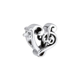 Heart Treble Clef Charm 925 Silver Fits Beads Bracelets Necklaces DIY