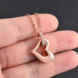 Heart Urn Necklace Stainless Steel Rhinestone Cremation Pendant For Ashes