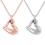 Heart Urn Necklace Stainless Steel Rhinestone Cremation Pendant For Ashes