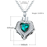 Heart Urn Necklace for Ashes with Angel Wing - Memorial Pendant Keepsake