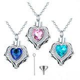 Heart Urn Necklace for Ashes with Angel Wing - Memorial Pendant Keepsake