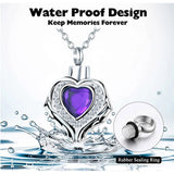 Heart Urn Necklace for Ashes with Angel Wing - Memorial Pendant Keepsake