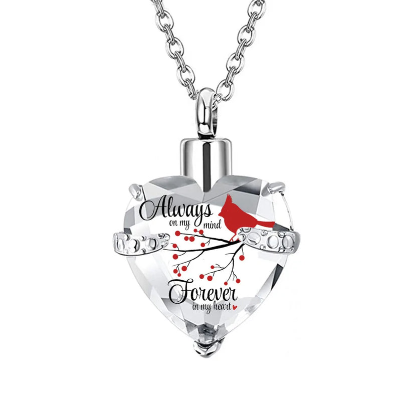 Crystal Heart Urn Necklace for Ashes Keepsake Pendant