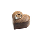 Heart Walnut Wood Ring Box Engagement Proposal