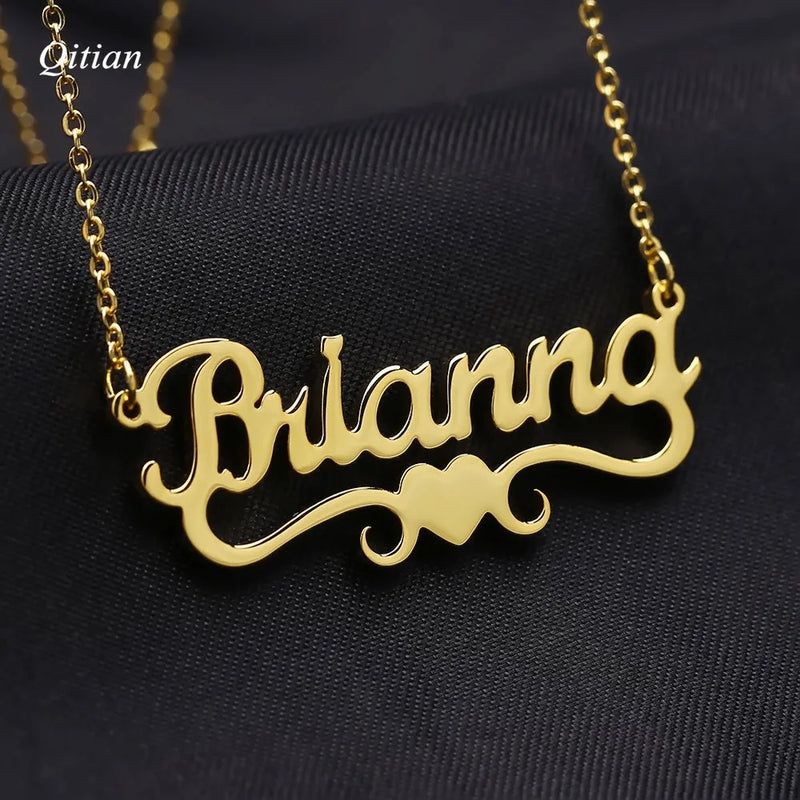 Personalized Name Heart Necklace for Women