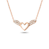 Heart With Wings 925 Sterling Silver Rose Plated Necklace Pendant
