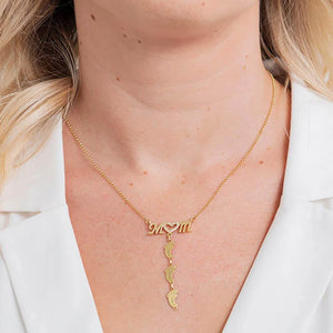 Heart Zircon Mom Vertical Necklace