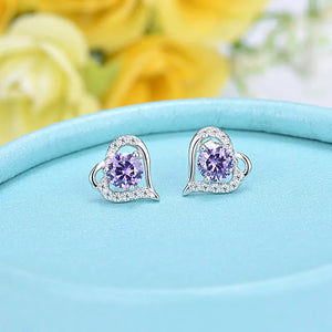 Heart Zircon Stud Earring 925 Sterling Silver Hollow Women Party Jewelry Gift