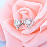 Heart Zircon Stud Earring 925 Sterling Silver Hollow Women Party Jewelry Gift