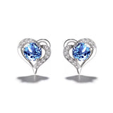 Heart Zircon Stud Earring 925 Sterling Silver Hollow Women Party Jewelry Gift
