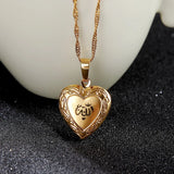Heart Allah Pendant Necklace for Women 24K Muslim Heart Allah Open Heart Pendant