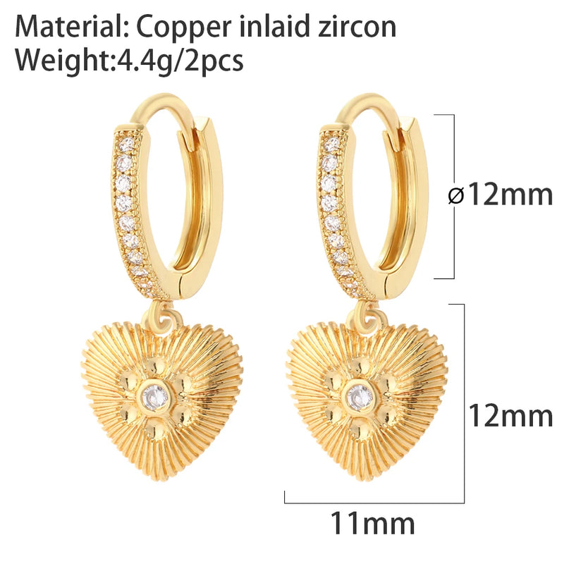Heart & Evil Eye Hoop Earrings for Women Sun Star CZ Dangle Charm Jewelry