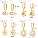 Heart & Evil Eye Hoop Earrings for Women Sun Star CZ Dangle Charm Jewelry