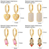 Heart & Evil Eye Hoop Earrings for Women Sun Star CZ Dangle Charm Jewelry