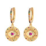 Zircon Heart Evil Eye Dangle Hoop Earrings for Women