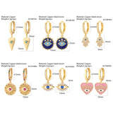 Zircon Heart Evil Eye Dangle Hoop Earrings for Women