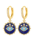 Zircon Heart Evil Eye Dangle Hoop Earrings for Women