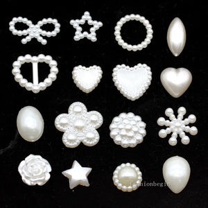 Heart Bow Oval Ivory FlatBack Pearl for Craft Nail Art Wedding