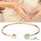 Rhinestone Heart Bracelet with Open Design, Elegant