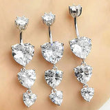 Heart Crystal 925 Silver Belly Button Ring Body Piercing Jewelry Women