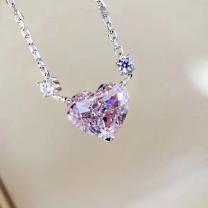 3ct Pink Diamond Pendant Sterling Silver Necklace Women Bridal Jewelry
