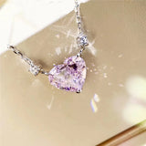 3ct Pink Diamond Pendant Sterling Silver Necklace Women Bridal Jewelry